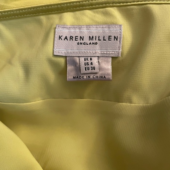 KAREN MILLEN Silk Chartreuse Ruffled Dress - Picture 9 of 11